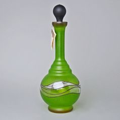 Studio Miracle: Carafe / Decanter, Green-Brown, 32,5 cm, Hand-decorated by Vlasta Voborníková
