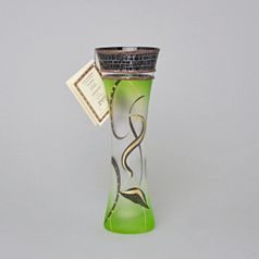 Studio Miracle: Vase Green, 19,5 cm, Hand-decorated by Vlasta Voborníková