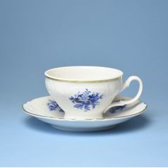 Tea cup and saucer 205 ml / 16 cm, Thun 1794 Carlsbad porcelain, BERNADOTTE blue rose