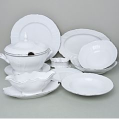 Dining set for 6 persons, Thun 1794 Carlsbad porcelain, BERNADOTTE platinum