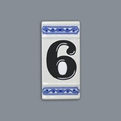 Číslo na dům "6" - porcelánová destička 8 x 55 x 110 mm