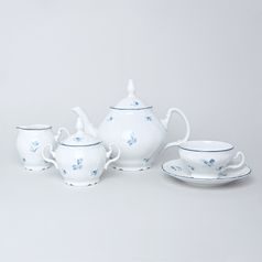 Tea set for 6 persons, Thun 1794 Carlsbad porcelain, BERNADOTTE blue flower