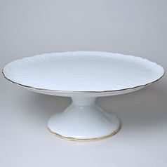 Cake plate on stand 32 cm, Thun 1794 Carlsbad porcelain, BERNADOTTE gold line