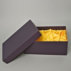 Dárková krabička hnědá se žlutým saténem velká, 29 x 19,5 x 11,3 cm