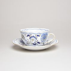 Tea cup and saucer mirror C/1 plus ZC1 0,20 l / 15,5 cm, Original Blue Onion Pattern + Gold