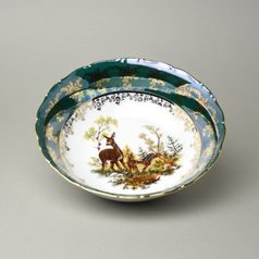 Bowl 23 cm, hunting - green, Royal Czech porcelain