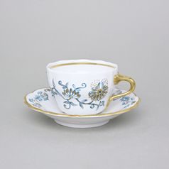 Elegance: Cup 0,21 l + saucer 16 cm, Gold + Petrol blue, Hand-decorated by Vilém Janoušek, Český porcelán a.s