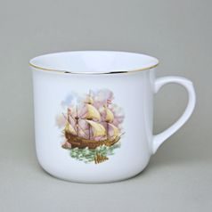 Mug Warmer 0,65 l, Historic sailing ships + giold line, Český porcelán a.s.