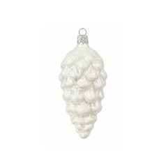 Vánoční skleněná ozdoba ŠIŠKA (bílá), 9 cm, České ozdoby MIJA