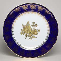 Mary-Anne 431: Dinner plate 25 cm, cobalt + gold rose, Leander Loučky