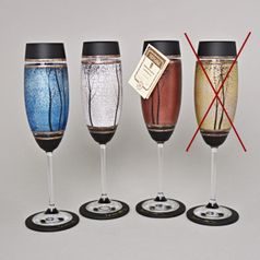 Studio Miracle: Champagne Glasses, 3 pcs. (1 glass missing), Mix Trees, 200 ml, Hand-decorated by Vlasta Voborníková