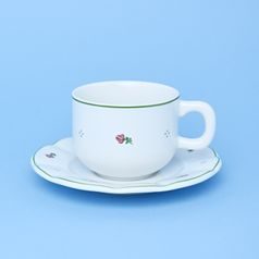 Cup 250 ml + saucer 170 mm, red flower + green, G. Benedikt 1882