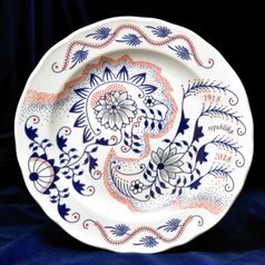 Plate wall 100th Czech republic anniversary, Original Blue Onion Pattern