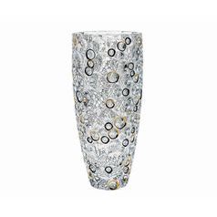 Crystal vase Lisboa 35 cm with gold-black circles, Jihlava Glassworks Bohemia 1845