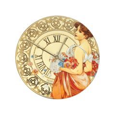 Wall clock Alphonse Mucha - Summer 1900, porcelain, 31.00 / 31.00 / 5.00 cm, Goebel