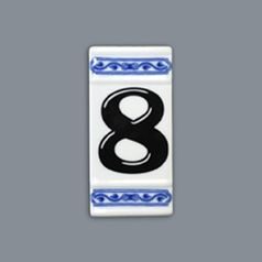 House number "8" - porcelain 8 x 55 x 110 mm