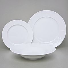 Plate set for 6 persons, 26, 23, 19 cm, Thun 1794 Carlsbad porcelain, Natalie white