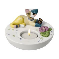 Candle holder R. Wachtmeister - Fiducia, 12 / 12 / 8,5 cm, Porcelain, Cats Goebel