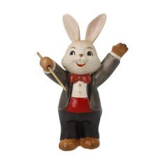 Figurka zajíčka Úžasný dirigent 5,5 / 4,5 / 8 cm, kamenina, Goebel