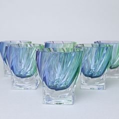 PONTI - Rainbow (purple-blue-green), Whiskey glass, set 6 pcs, 320 ml, Bohemia Treasury