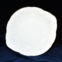 Plate cake 27 cm with handles, Thun 1794 Carlsbad porcelain, BERNADOTTE frost, Platinum line