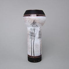 Studio Miracle: Vase Black & White Trees, 25 cm, Hand-decorated by Vlasta Voborníková