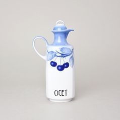 Vinegar cruet 0,5 l, Thun 1794 Carlsbad porcelain, BLUE CHERRY