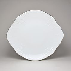Cake plate 27 cm, Thun 1794 Carlsbad porcelain, Bernadotte gold