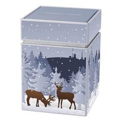 Tea tin Winter Woods 7.5 / 7.5 / 11 cm, metal, Scandic home, Goebel