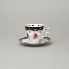440: Cup espresso 100 ml + saucer 10 cm, Sonáta, cobalt + roses, Leander Loučky