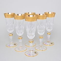 Crystal Glasses Champagne Set Romantic - Laura, 6 pcs. 150 ml, Gold, Ales Zverina - AZ Design