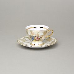 Cup 90 ml espresso footed + saucer 12 cm, The Three Graces, QueensCrown porcelain