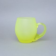 Sklenice hladká s uchem - matná (uranové sklo), 500 ml, Sklárna Janov