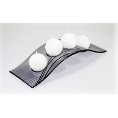 Advent Glass candlestick FLY, gray + dark lines, 38x13 cm, BDK - Glass