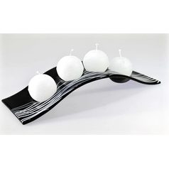 Advent Glass candlestick FLY, black + white lines, 38x13 cm, BDK - Glass