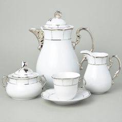 Kávová souprava pro 6 osob, Thun 1794, karlovarský porcelán, MENUET platina