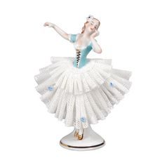 Dancer with lace 8 x 6 x 12 cm, Kurt Steiner, Porcelain Figures Unterweissbacher