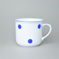 Hrnek Vařák 0,65 l, modré puntíky, modrá linka, Český porcelán a.s.