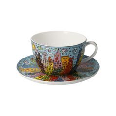 Cup and saucer James Rizzi - My New York City Day, 500 ml / 19 cm, Fine Bone China, Goebel