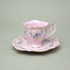 Cup 100 ml + saucer 14 cm, Adélka, decor Forget-me-not, Rose China Chodov