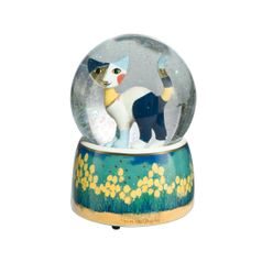 Těžítko/sněhová koule a hrací skříňka na klíček 12 cm, kočky R. Wachtmaeister