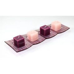 Advent Glass candlestick PALMER, pink stripes, 36x12 cm, BDK - Glass