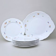 Cake set for 6 people, Thun 1794 Carlsbad porcelain, BERNADOTTE hazenka
