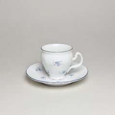 Espresso cup and saucer 75 ml / 12 cm, Thun 1794 Carlsbad porcelain, BERNADOTTE blue flower