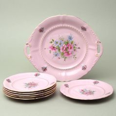 Cake set for 6 pers., decor 13, Leander, rose china