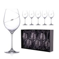 Silhouette Celebration - Set of 6 Red Wine Glasses 470 ml, Swarovski Crystals, DIAMANTE