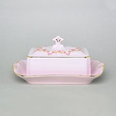Butter dish for 250 g butter, Leander, decor 158, rose china