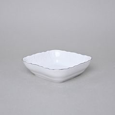 Bowl 16 cm square, Thun 1794 Carlsbad porcelain, BERNADOTTE frost, Platinum line