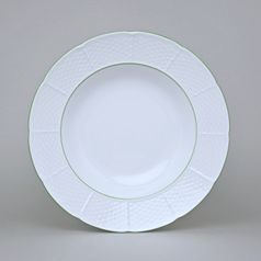 7047703: Deep plate 23 cm, Thun 1794, karlovarský porcelán, NATÁLIE light green lines