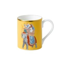 Blenheim Palace - Indický pokoj, slon: Hrnek žlutý 280 ml, anglický kostní porcelán Roy Kirkham
